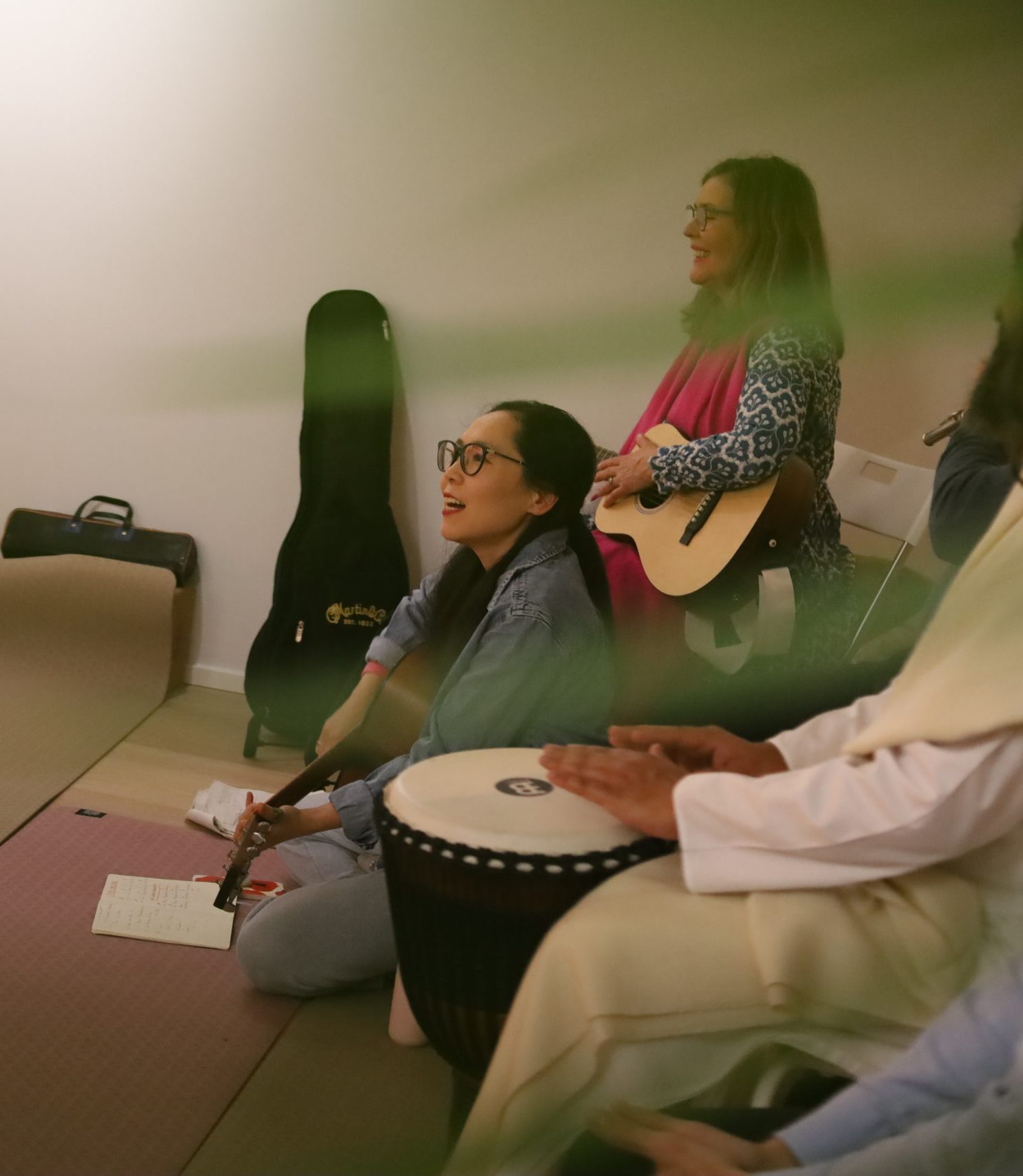 People enjoying music at the studio
